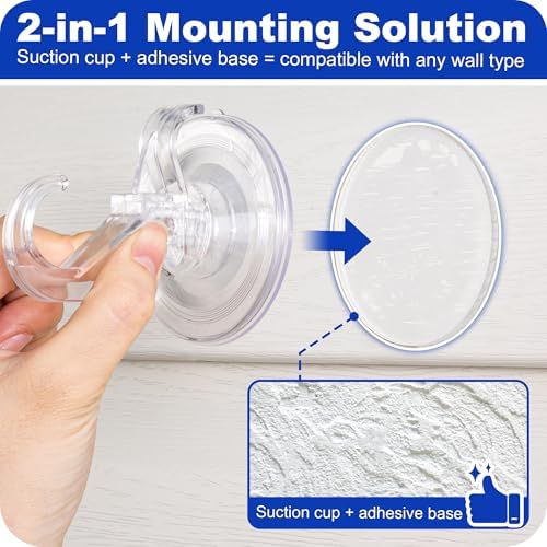 Artressel Suction Cup Hooks 5 Pack Heavy Duty Clear Shower Hook for Bathroom Wall Towel Tile Kitchen Glass Door Window