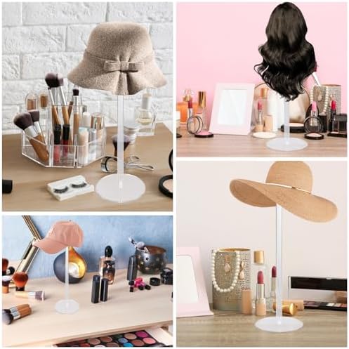 6PCS Acrylic Hat Stand - Clear Display Rack for Hats and Wigs