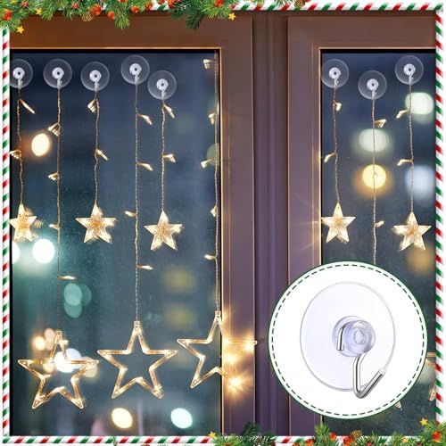 100 Pcs Mini Suction Cup Hooks for Glass Window with Hook and String Lights Holders
