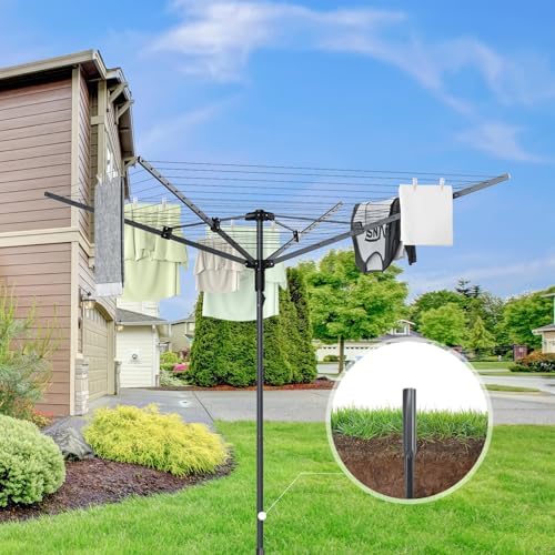 Rotary Clothes Drying Rack with 12 Lines and 165 Feet Drying Space