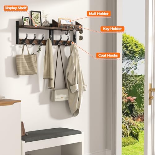 Evermagin 29 Inch Wall Mounted Coat Rack with Shelf