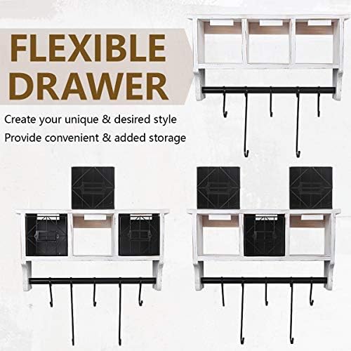 Butizone Rustic Wall Mounted Coat Rack with Hooks and Baskets