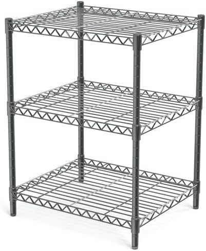 3 Tier Grey Steel Storage Rack with Adjustable Height