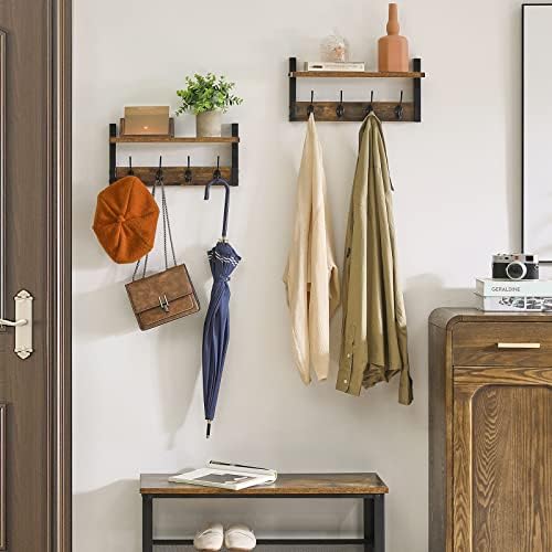 YMYNY Wall Coat Rack with 8 Hooks and Floating Shelf