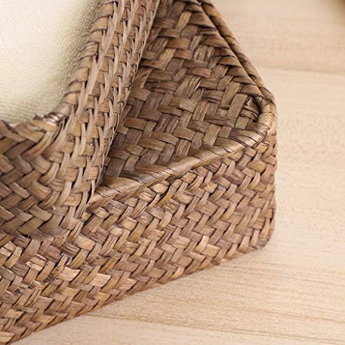 Hipiwe Set of 2 Flat Woven Seagrass Storage Bins with Lid