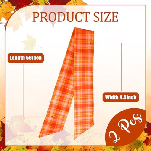 YLOLUL 2 Pcs Fall Wreath Sash for Front Door Buffalo Check Satin Bow DIY Autumn Garland Decor