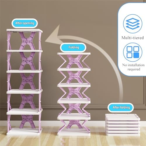 Collapsible Shoe Rack Organizer 6 Tiers Space Saving