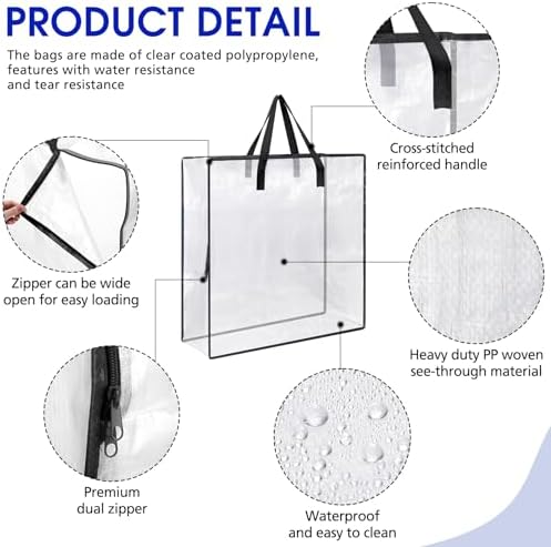 8 Pcs Clear Storage Bags with Handle and Zipper