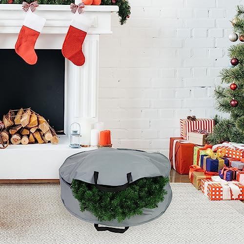 Northlight Multi-Seasonal Wreath Storage Bag 30 Inch Gray