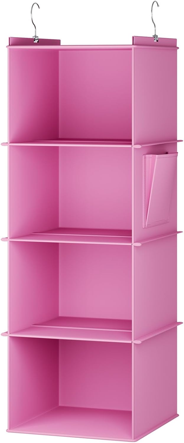 YOUDENOVA 4-Shelf Hanging Closets Organizer Light Pink
