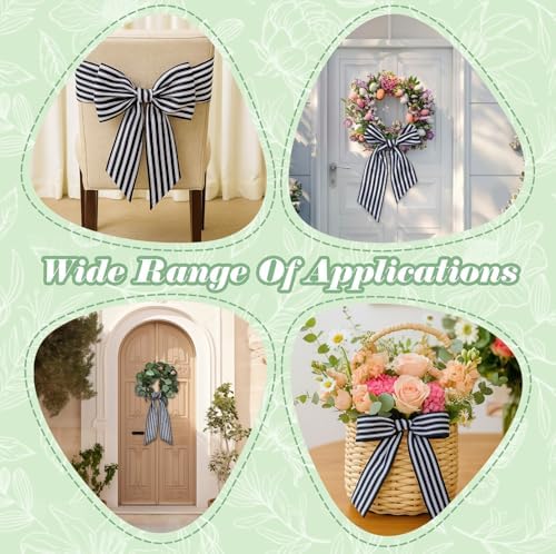 Elegant Black and White Wreath Sash for Front Door