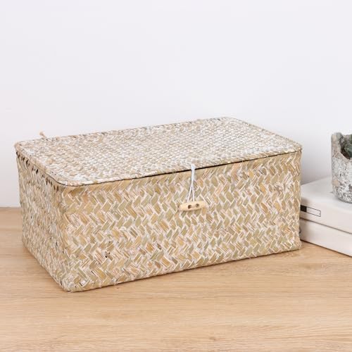 FEILANDUO Wicker Shelf Baskets with Lid