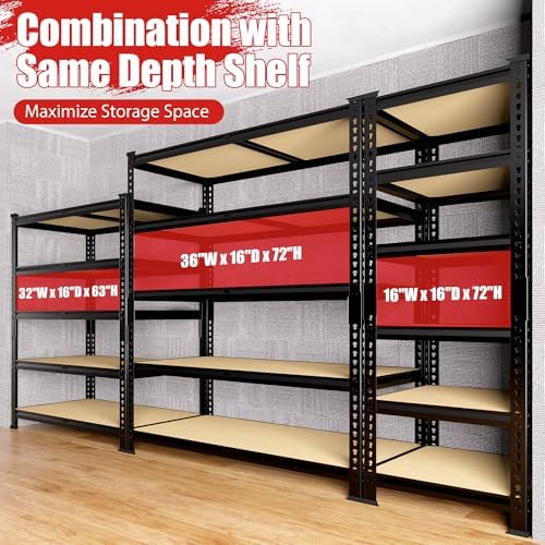 PrimeZone 6 Tier Garage Storage Shelves - Black