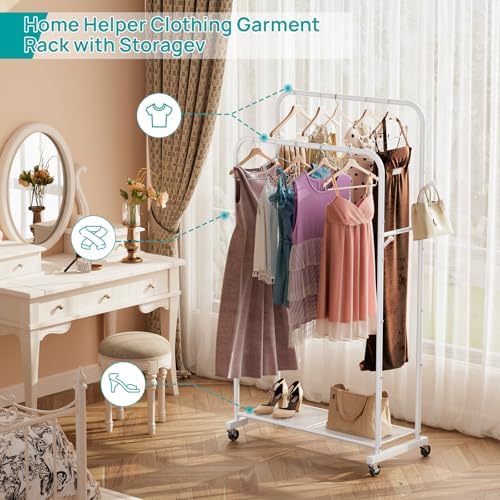 SINGAYE Freestanding Metal Garment Rack with Wheels for Hanging Clothes