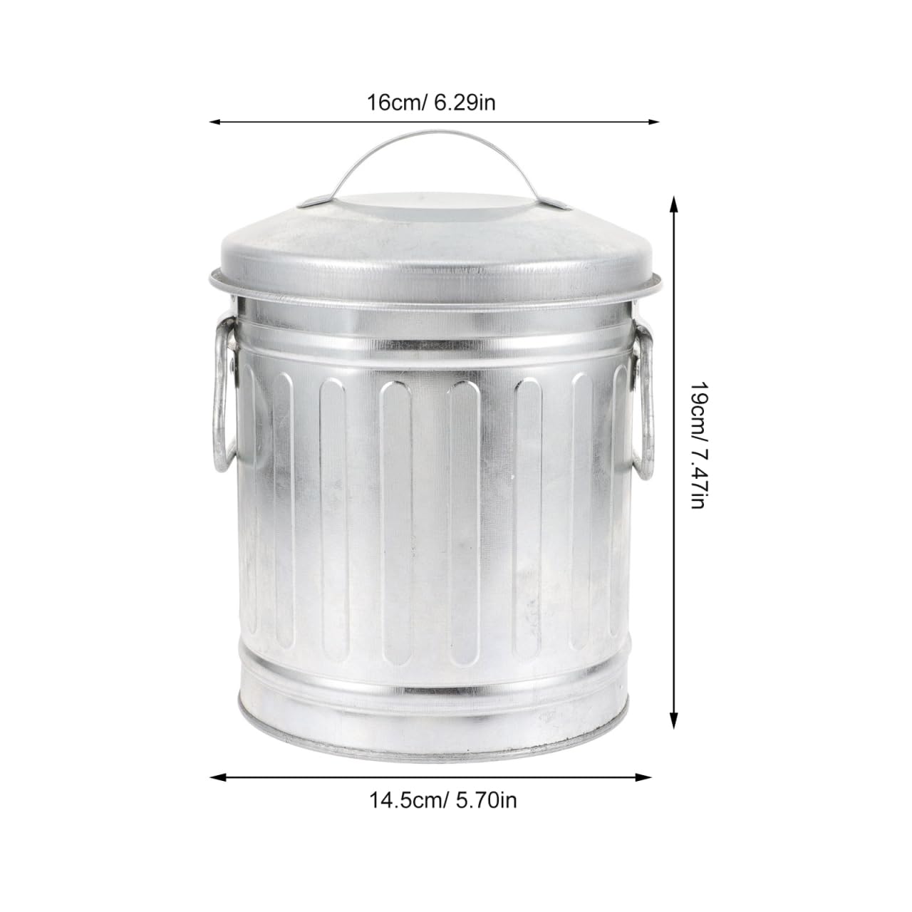 Cabilock Vintage Ash Bucket with Lid Galvanized Metal Flowerpot Organizer Mini Desktop Trash Bin