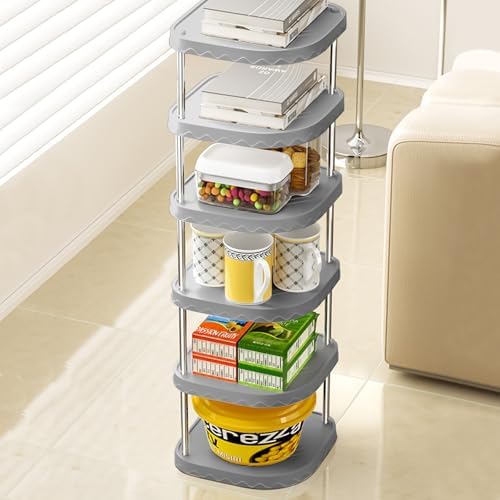 6 Tier Adjustable Free Standing Shoe Rack Gray