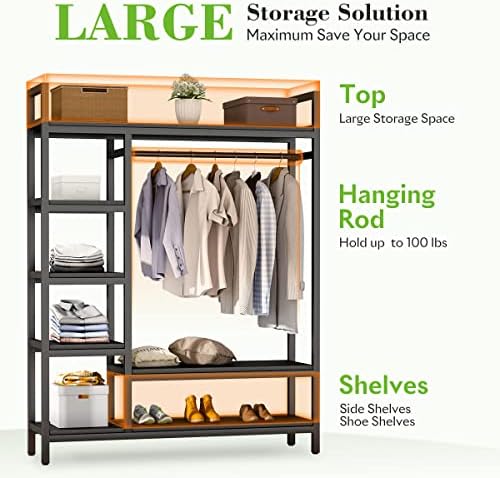 HOKEEPER 600lbs Free Standing Closet Organizer with 6 Metal Shelves Heavy Duty Clothing Rack