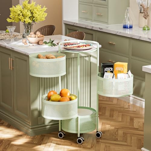 4-Tier Rotating Metal Storage Rack with Drawers
