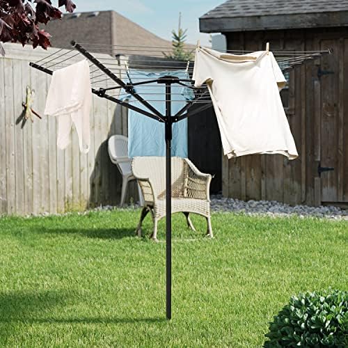Nisorpa Rotating Outdoor Umbrella Drying Rack with 12 Lines and 165 ft Clothesline