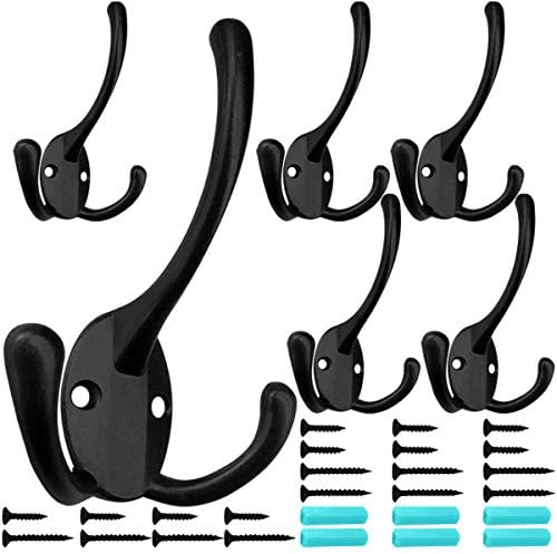 IBosins 6 Pack Heavy Duty Coat Hooks with 24 Screws
