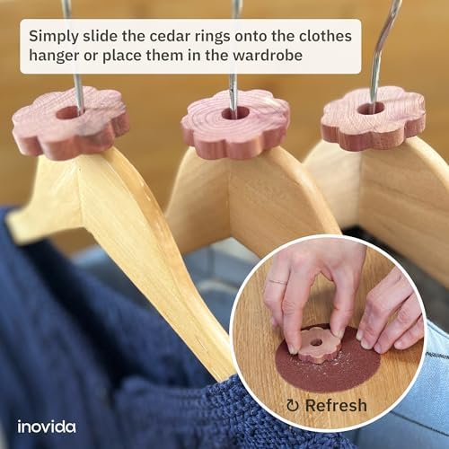30 Natural Cedar Wood Rings for Wardrobe Freshener