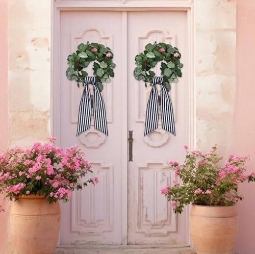 Elegant Black and White Wreath Sash for Front Door