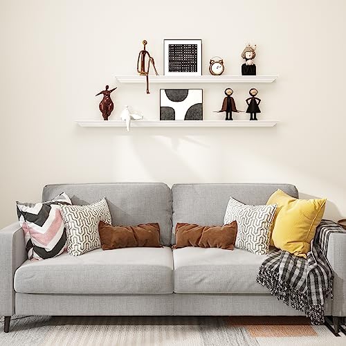 WELLAND White 60 Inch Fireplace Mantel Shelf with Crown Molding