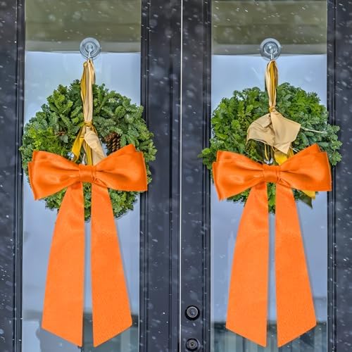 2Pcs Autumn Orange Satin Wreath Sash for Front Door