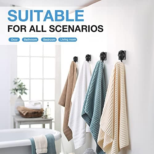 Suction Cup Wreath Hanger 2Pack Black Heavy Duty Window Waterproof Shower Hooks for Bathroom Towel Glass Door Camper