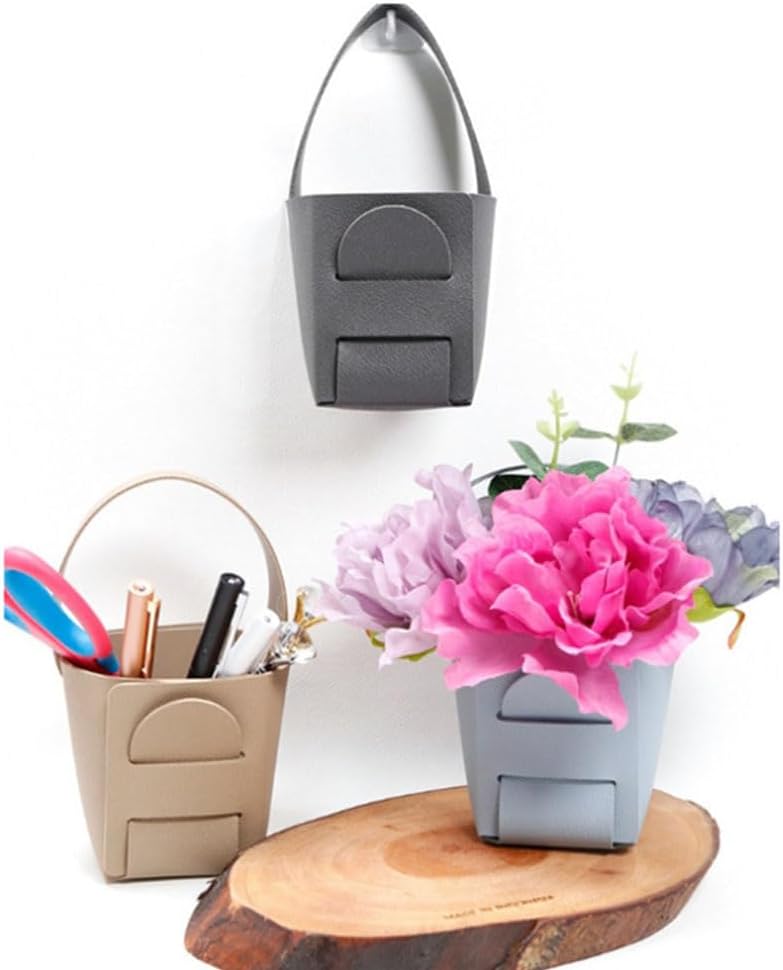 Mini Storage Basket 2 Pcs Foldable Leather Dry Flower Organizer