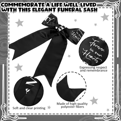 Funeral Sash for Casket or Wreath - Black 58x4 Inch
