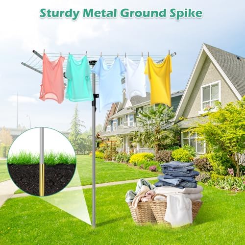 Rotary Umbrella Drying Rack with 4 Arms and 165 Feet Clothesline