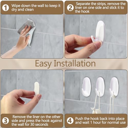 12 Pack Heavy Duty Utility Hooks 15 lb Capacity Self Adhesive Wall Hooks for Hanging Garlands Hats Towels Coats and More