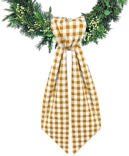Orange Buffalo Plaid Wreath Sash for Front Door