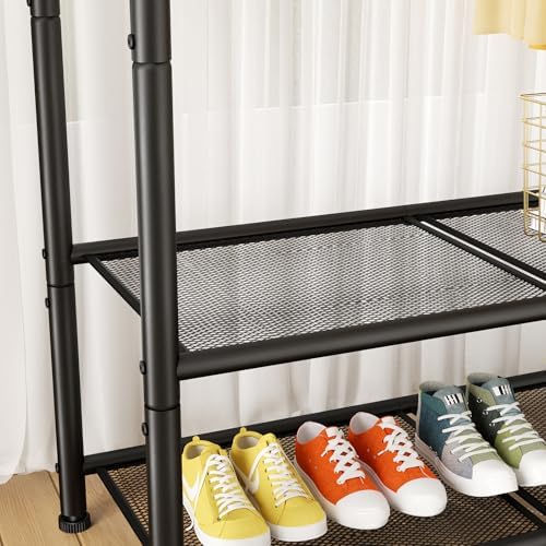 SINGAYE Heavy Duty Garment Rack with Shelves Black