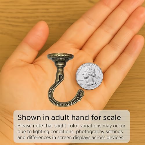 2 Sets Heavy-Duty Swag Ceiling Hooks with Hardware - Antique Brass