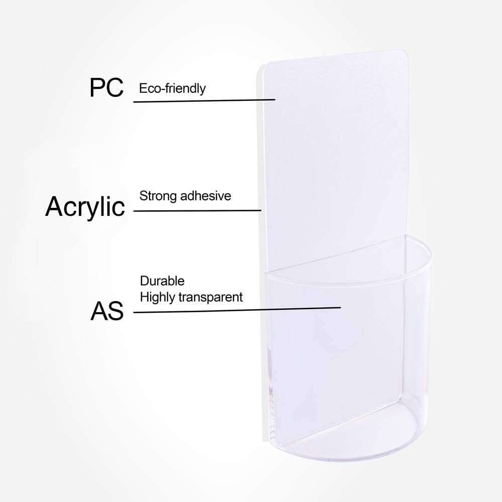 Clear Remote Control Holder Wall Mount Damage-Free 2 Pack