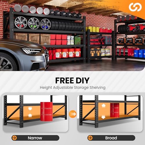 AFAIF 71 W Heavy Duty Metal Storage Shelves 4 Tier Black