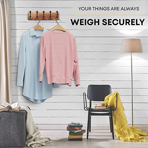SAYONEYES Rustic Wall Mount Coat Rack with 5 Hooks