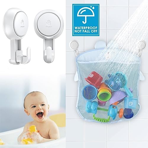 LUXEAR Suction Hooks 6 Pack Heavy Duty Waterproof Shower Door Window Organizer