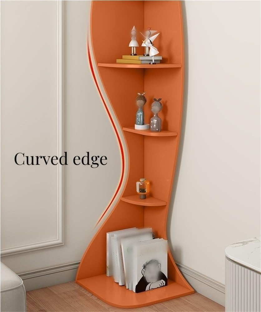 4-Layer Wood Corner Bookcase Storage Display Rack Tall Shelf for Living Room Study Office