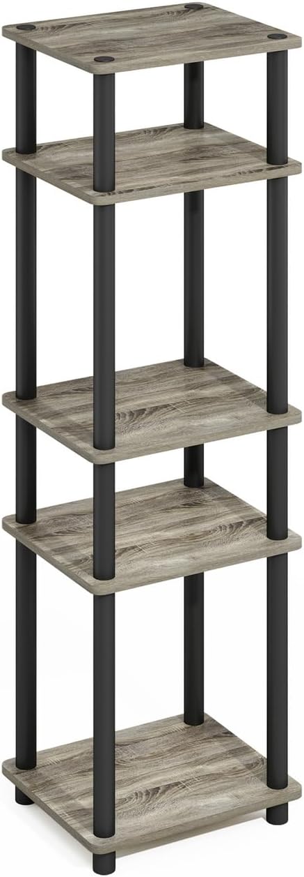 Furinno Turn-N-Tube Stackable Standing Shelf Unit French OakBlack