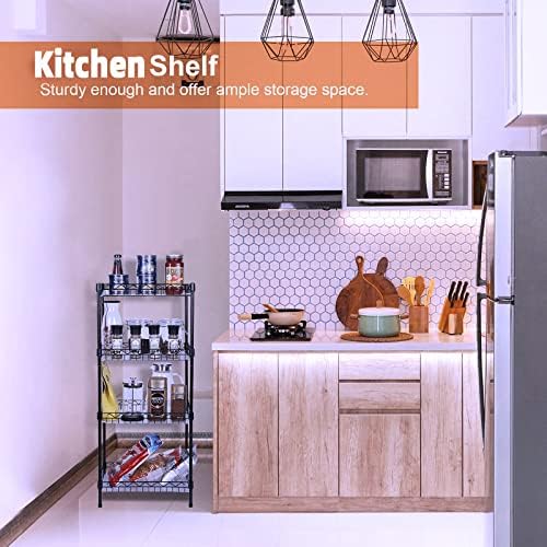 4-Tier Wire Shelving Unit with Baskets Black