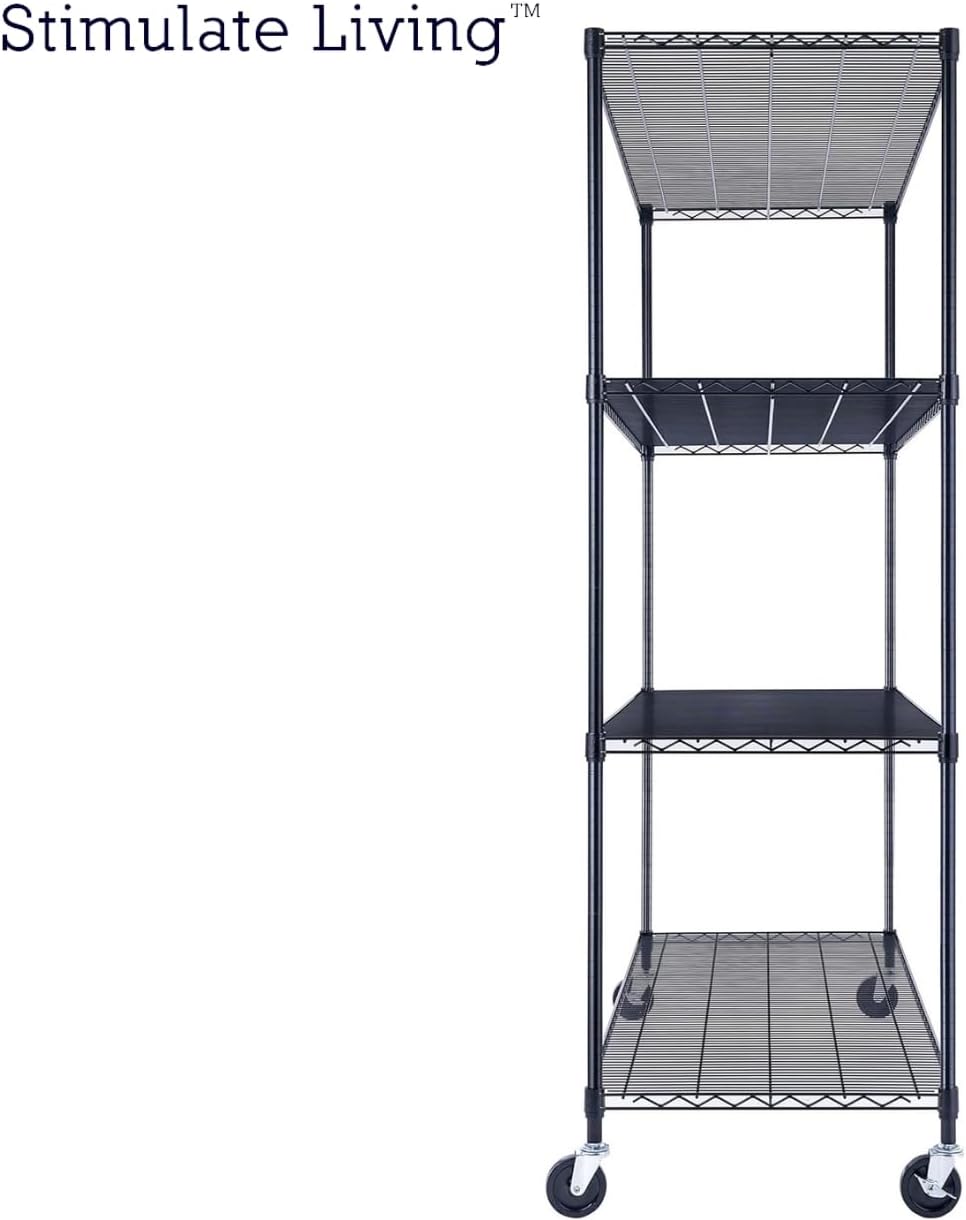 Stimulate Living 4-Tier Black Heavy Duty Wire Shelving Unit