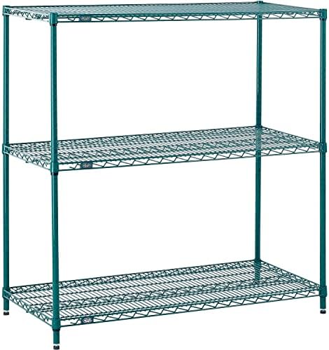 Nexel 3 Tier Wire Shelving Unit Poly-Green 36x14x34