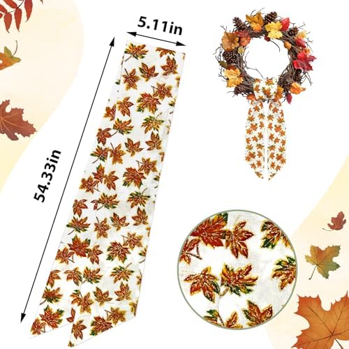 Orange Maple Leaf Wreath Sash for Front Door