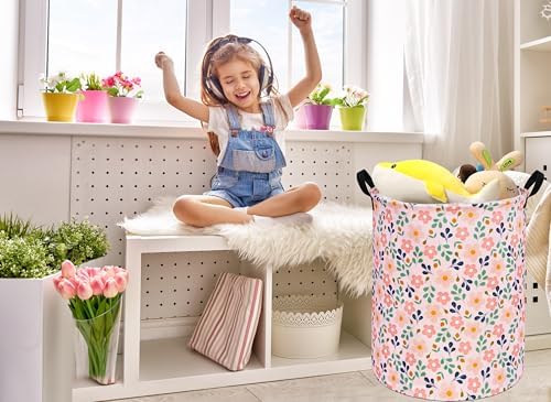 Kids Flower Hamper Storage Bins for Girls Room Decor