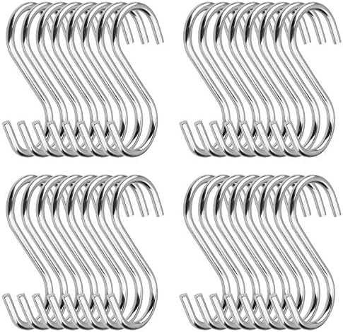100 Pack 275 Inch S Hooks Stainless Steel Heavy Duty Hooks for Pans Pots Clothes Plants Coffee Cups