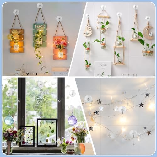 HangerSpace Suction Cup Hooks 8 Pack - 25 Inch Clear for Kitchen Bathroom Shower Wall Window Door