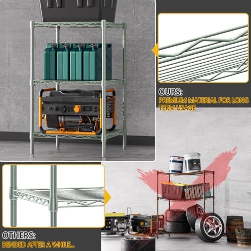 750 Lbs 3-Shelf Wire Shelving Unit for Small Spaces